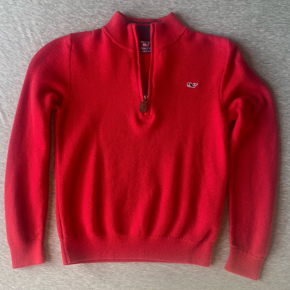 Red Vineyard Vines Boys' Classic Zip Sweater Pullover 7 6 S